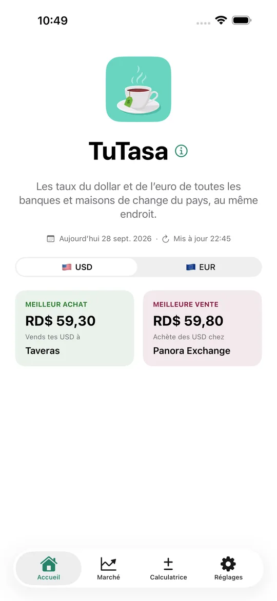 Écran d’accueil de TuTasa